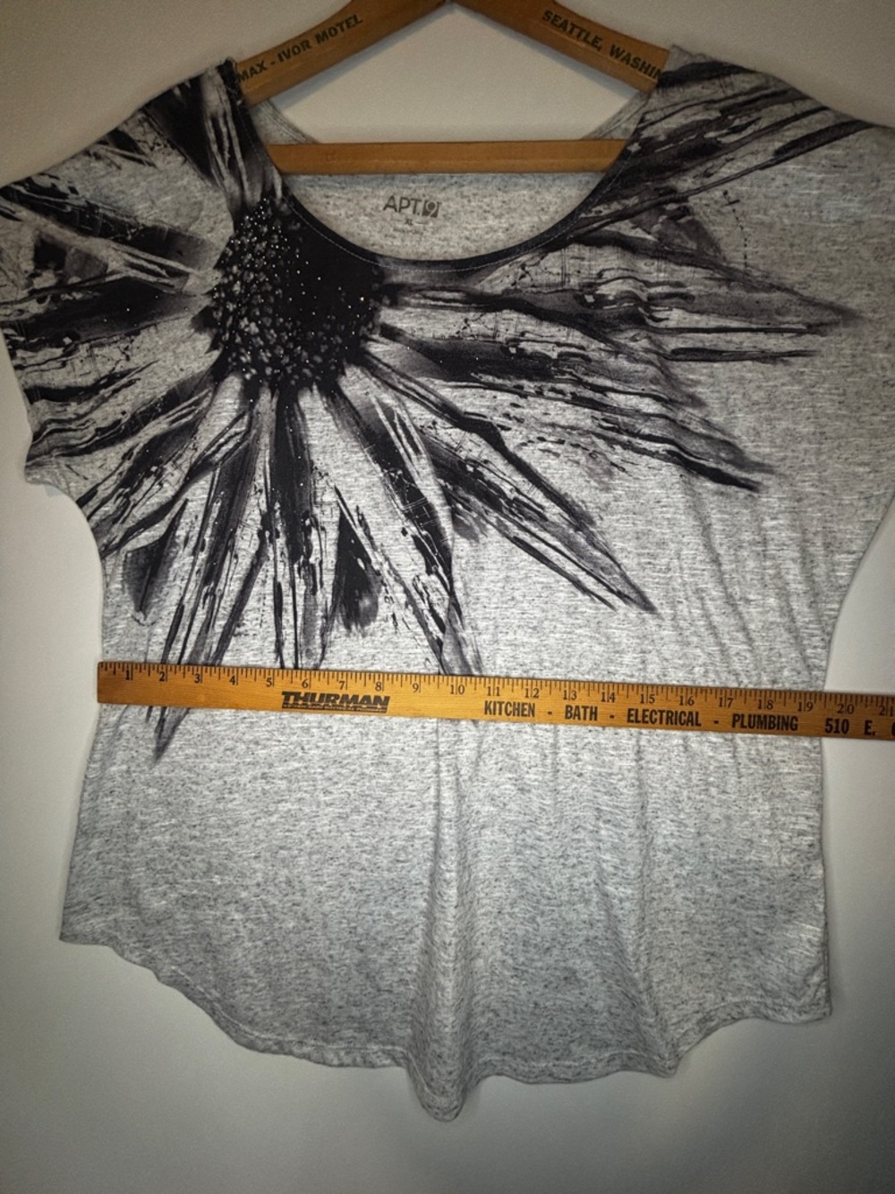 Gray Apt. 9 Embelished Floral Graphic Scoop Neck Linen Blend Top -XL- - Picture 12 of 13